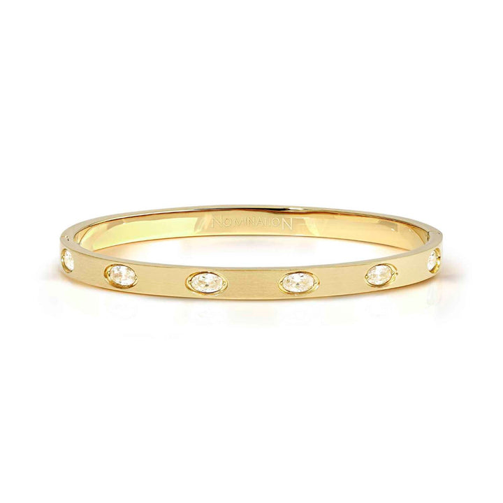 Nomination Gold Pretty Bangles Ed Satinshine White 6 Oval CZ Bracelet Image