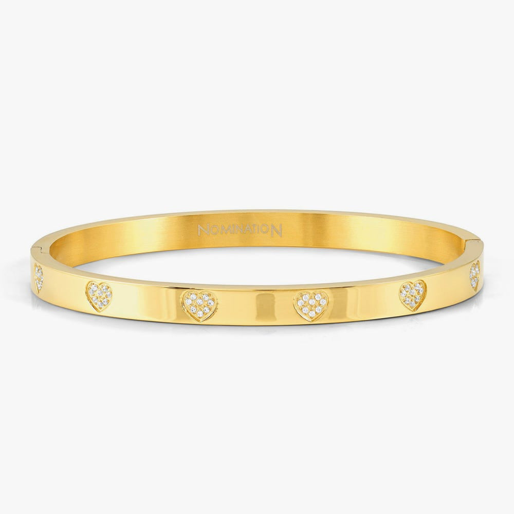 Nomination Gold Pretty CZ Pave (Medium Size) Heart Bangles Bracelet Image 1