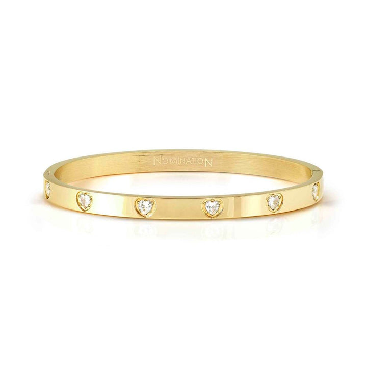 Nomination Gold Pretty Ed Satinshine White Heart CZ Bangle Bracelet - MococoNomination029529/0208033497577559Bracelets