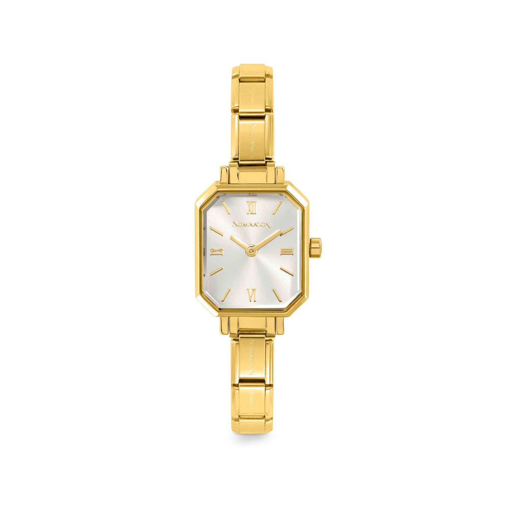Nomination Gold Silver Steel Strap Rectangular Paris Watch Image