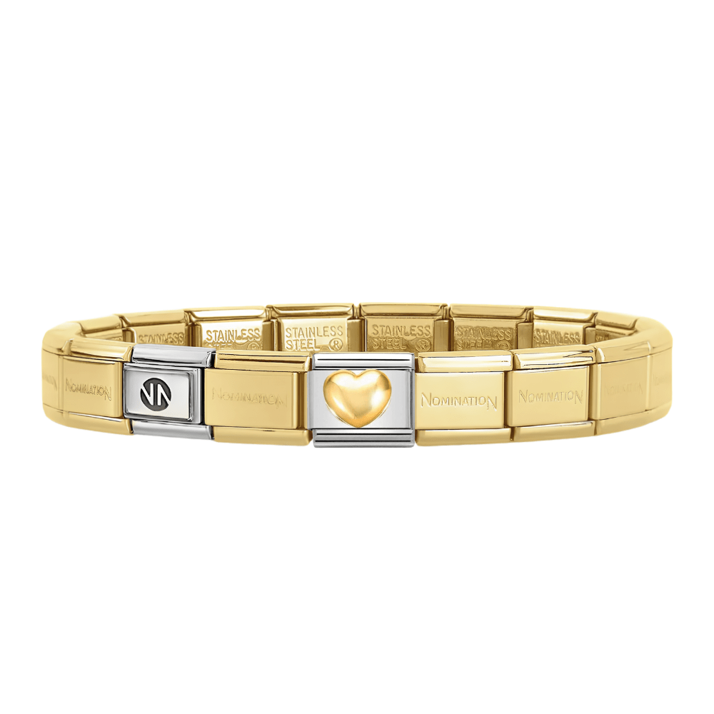 Nomination Gold Starter Bracelet With Gold Raised Heart Charm - MococoNominationBracelets