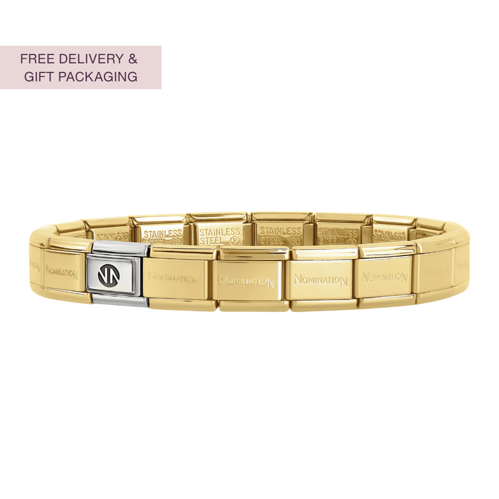 Nomination Gold Starter Bracelet With Teacher Beaded Heart Charm - MococoNominationBracelets