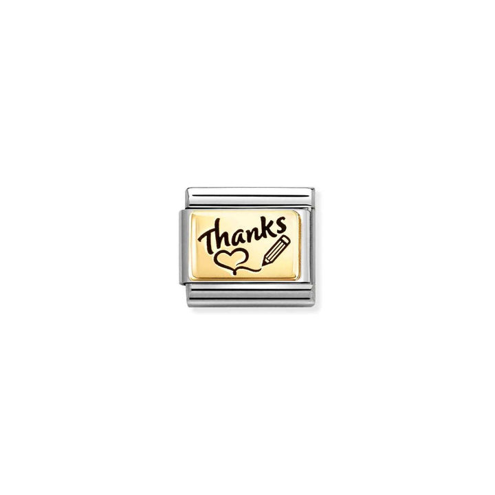 Nomination Gold Thanks, Heart and Pencil Charm - MococoNomination030166/768033497579775Charms