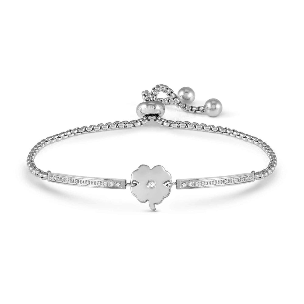 Nomination Milleluci Ed. Refined In Steel and Cubic Zirconia Four-Leaf Clover Bracelet Image