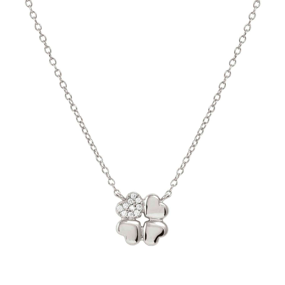Nomination Petit Sparkle In 925 Sterling Silver and Cubic Zirconia Four-Leaf Clover Necklace Image