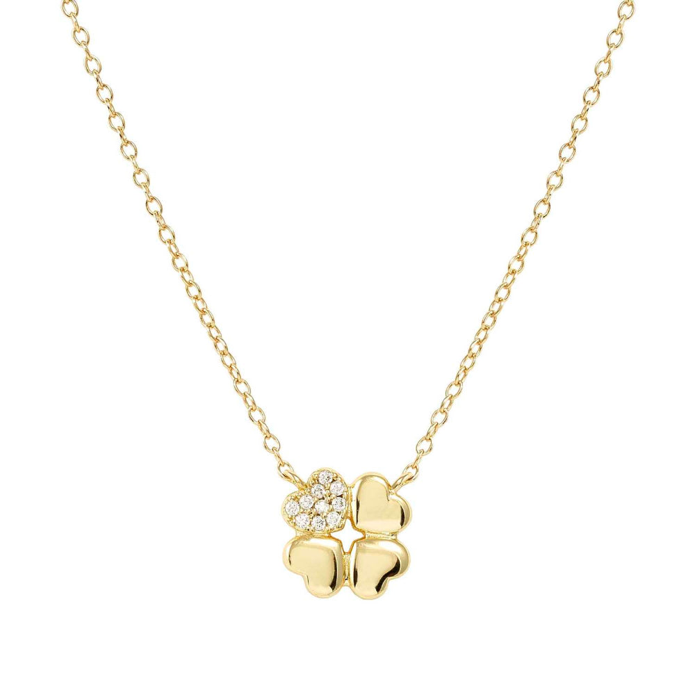 Nomination Petit Sparkle In 925 Sterling Silver and Cubic Zirconia Gold Four-Leaf Clover Necklace Image