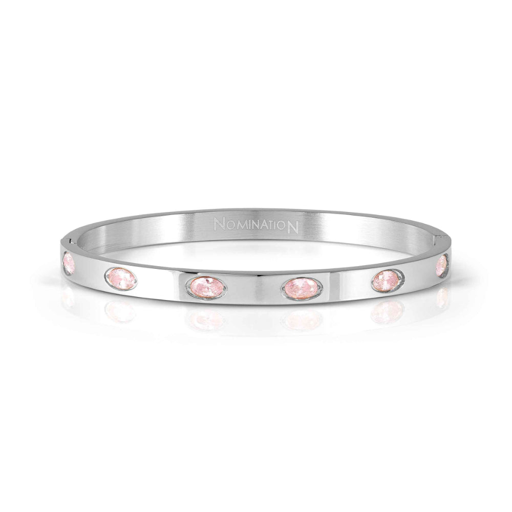 Nomination Pretty Bangles Stainless Steel White Oval CZ Rigid Bracelet image