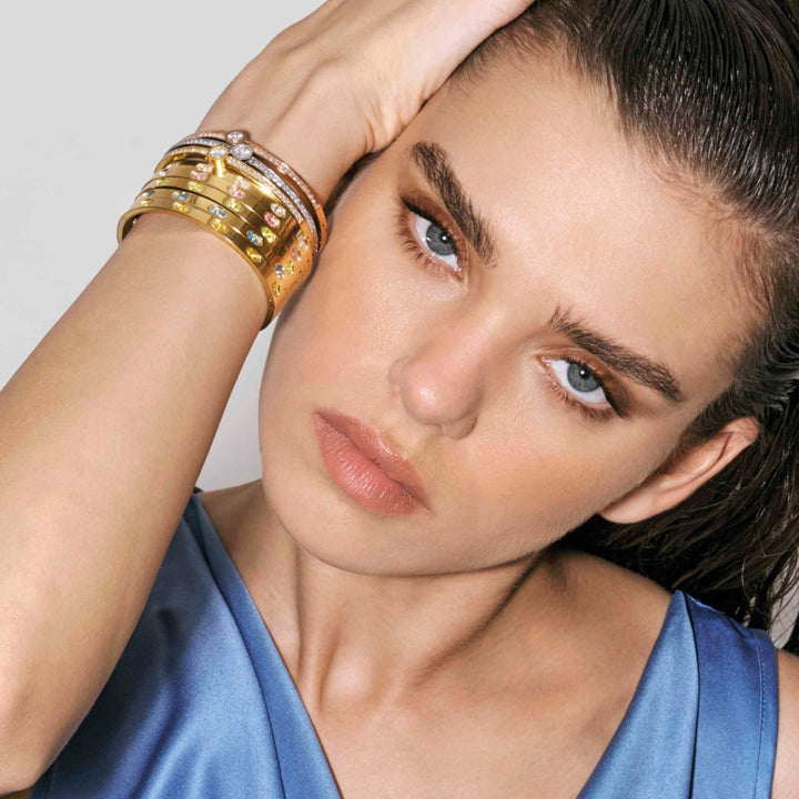 Nomination Pretty Bangles Yellow PVD White Oval CZ Rigid Bracelet image 2