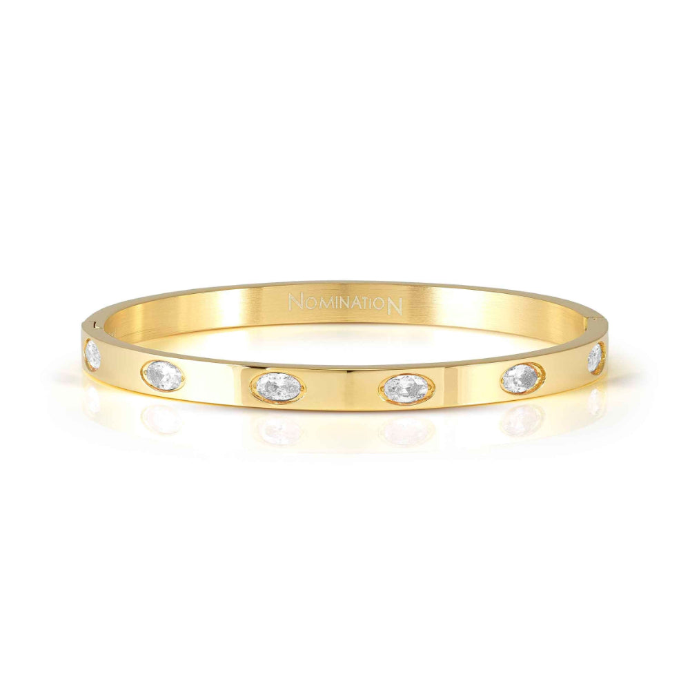 Nomination Pretty Bangles Yellow PVD White Oval CZ Rigid Bracelet image