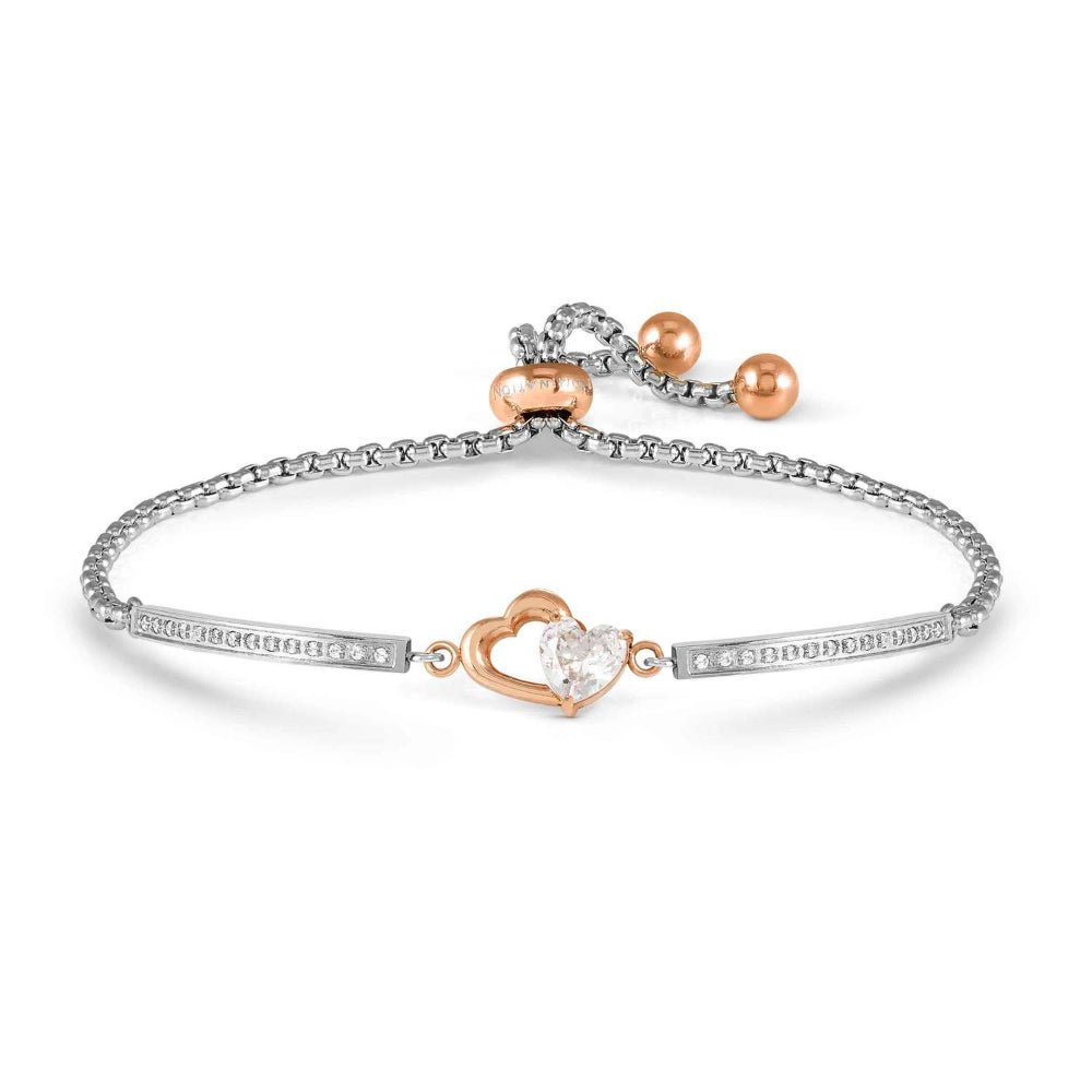 Nomination Rose Gold and Silver Milleluci Double Heart Bracelet - MococoNomination028020/0228033497569707Bracelets