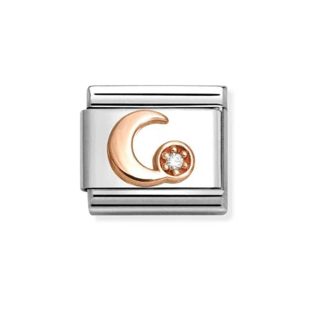 Nomination Rose Gold and White Classic Symbols Stainless with CZ Moon Charm - MococoNomination430305/458033497537324Charms