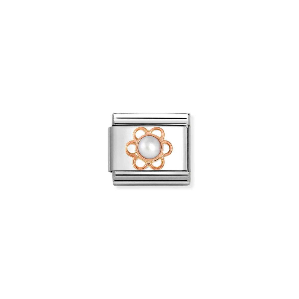 Nomination Rose Gold and White Composable Classic Symbols and Stones and Flower Pearl Charm Image