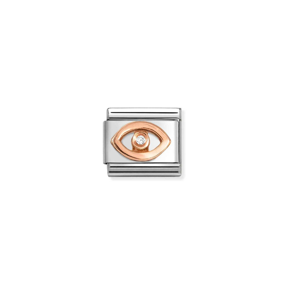 Nomination Rose Gold and White Composable Classic Symbols In Stainless Steel with CZ Eye Charm Image