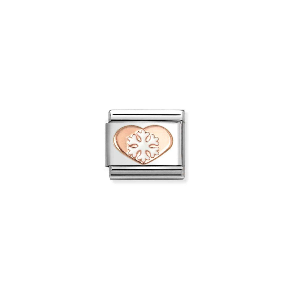 Nomination Rose Gold and White Composable Classic Symbols Steel, Enamel and Snowflake Heart Charm Image