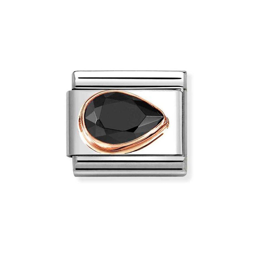 Nomination Rose Gold Classic Black Cz Faceted Drop Right Side Charm - MococoNomination430606/0118033497537560Charms and Links