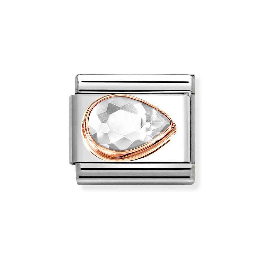 Nomination Rose Gold Classic Clear Cz Faceted Drop Right Side Charm - MococoNomination430606/0108033497537553Charms and Links