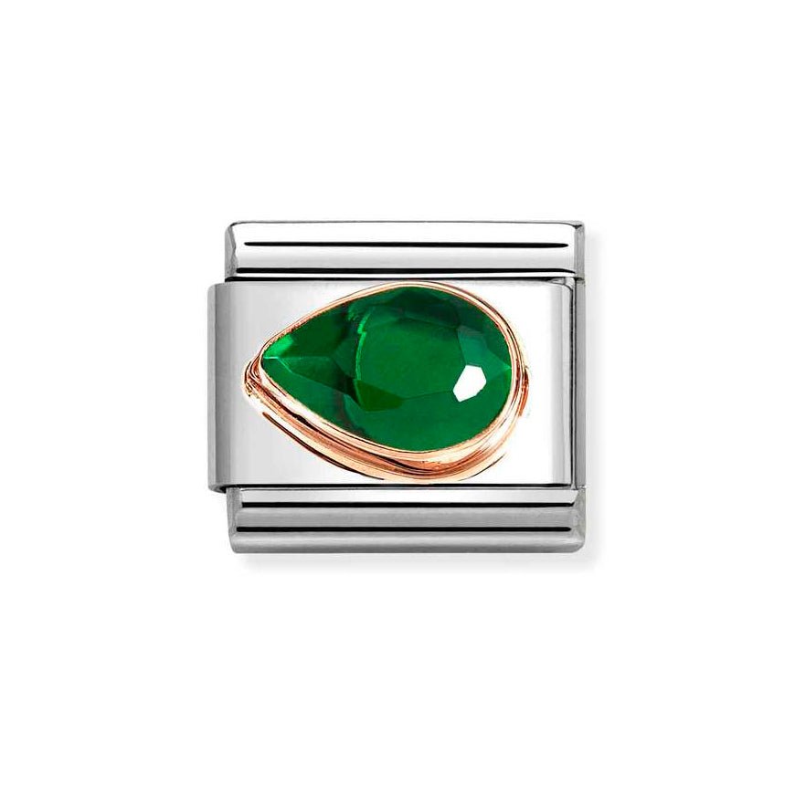 Nomination Rose Gold Classic Green Cz Faceted Drop Left Side Charm - MococoNomination430605/0048033497537423Charms and Links