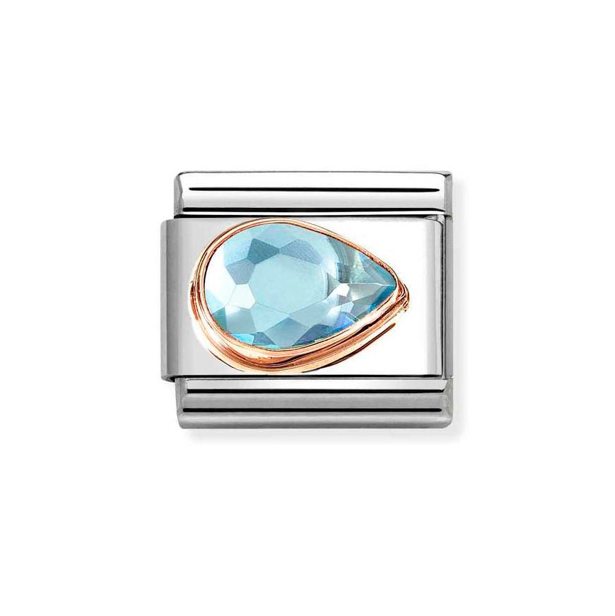 Nomination Rose Gold Classic Light Blue Cz Faceted Drop Right Side Charm - MococoNomination430606/0068033497537539Charms and Links
