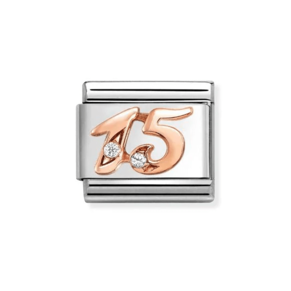 Nomination Rose Gold Classic Numbers , Zircon 15 Charm - MococoNomination430315/158033497553362Charms