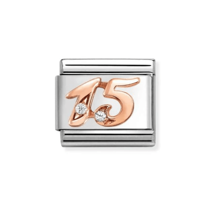 Nomination Rose Gold Classic Numbers , Zircon 15 Charm - MococoNomination430315/158033497553362Charms