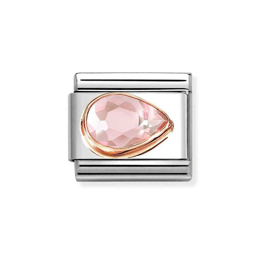 Nomination Rose Gold Classic Pink Cz Faceted Drop Right Side Charm - MococoNomination430606/0038033497537508Charms and Links