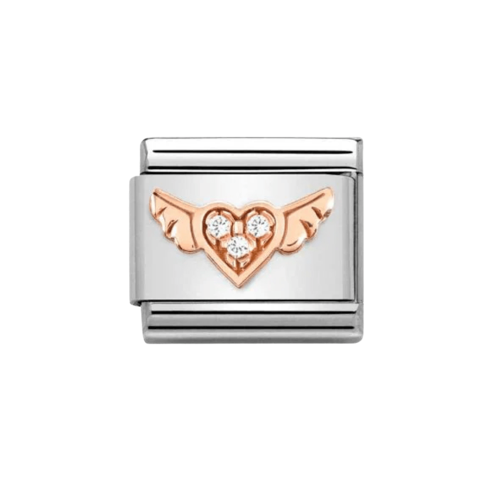 Nomination Rose Gold Classic Symbols Stainless with CZ Winged Heart Charm - MococoNomination430305/348033497522009Charms