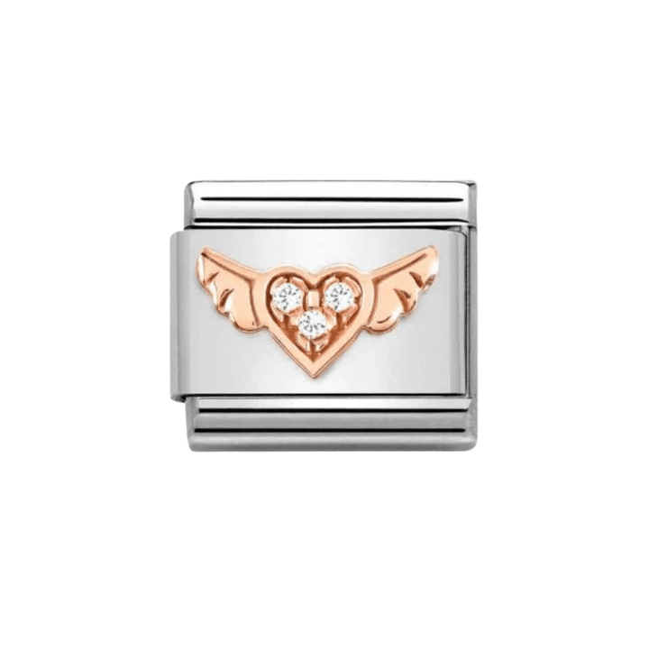 Nomination Rose Gold Classic Symbols Stainless with CZ Winged Heart Charm - MococoNomination430305/348033497522009Charms