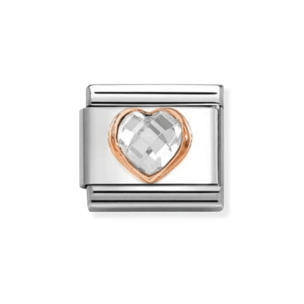 Nomination Rose Gold & Clear CZ Faceted Heart Charm - MococoNomination430607/0108033497553423Charms