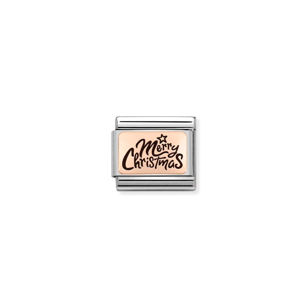 Nomination Rose Gold Composable Classic Plates (IC) Steel and Merry Christmas Italics Charm Image