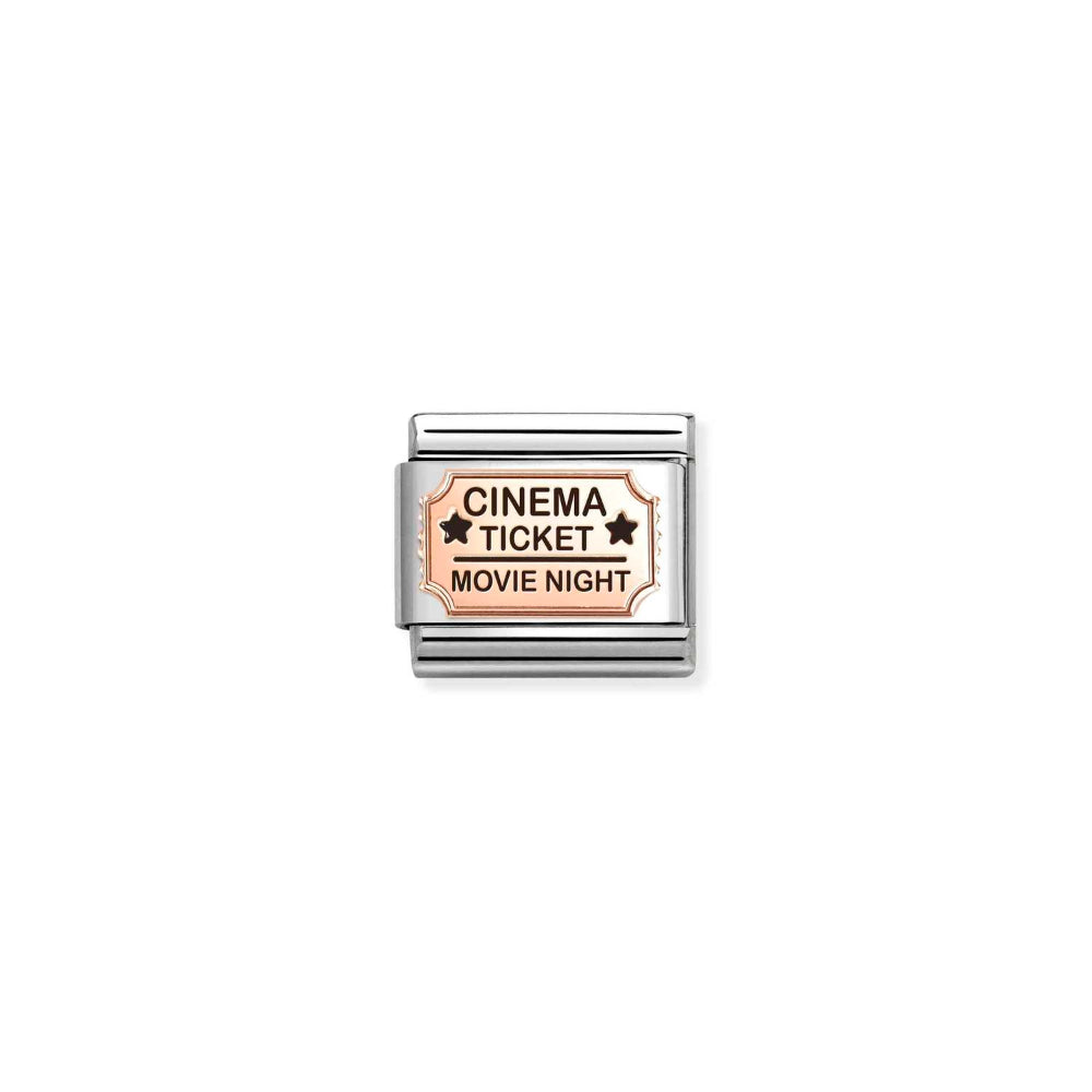 Nomination Rose Gold Composable Classic Plates In Stainless Steel with Enamel Cinema Ticket Charm Image