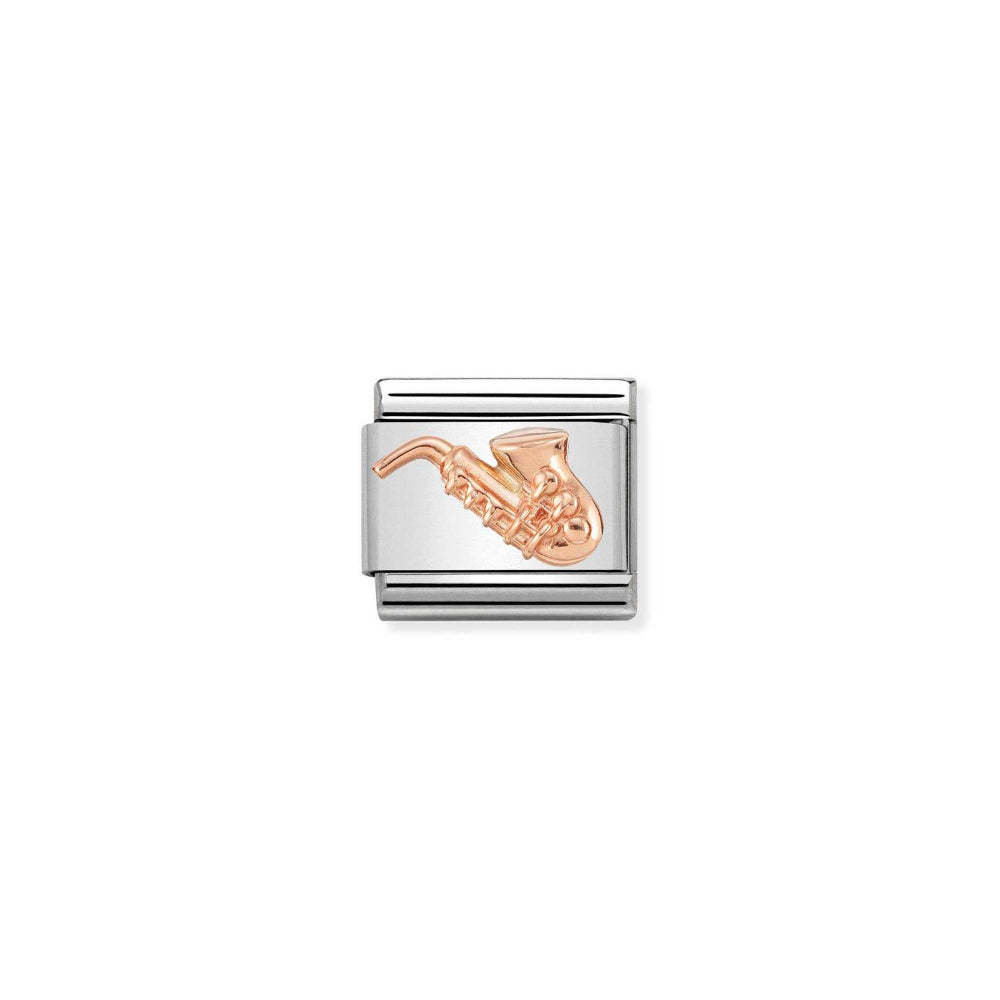 Nomination Rose Gold Composable Classic Relief Symbols Stainless Steel and Saxophone Charm Image