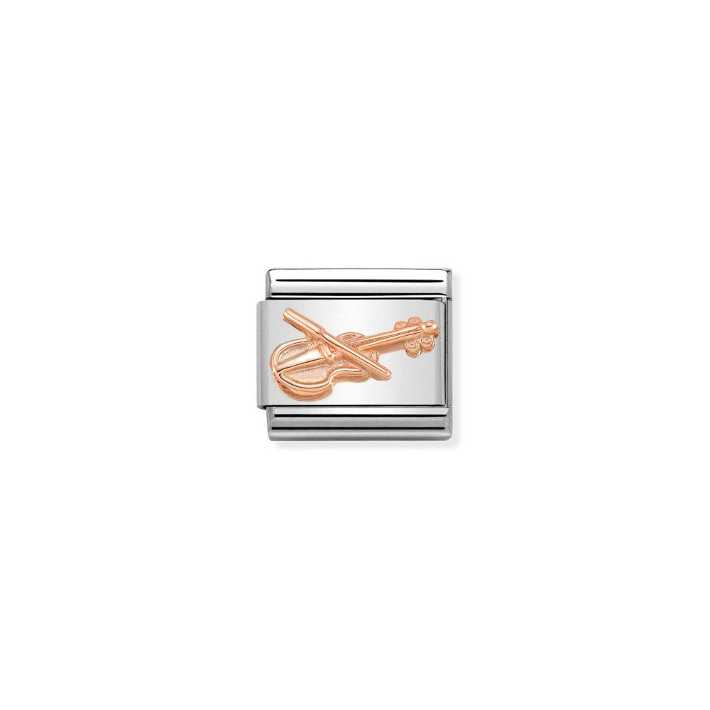 Nomination Rose Gold Composable Classic Relief Symbols Stainless Steel Violin Charm Image