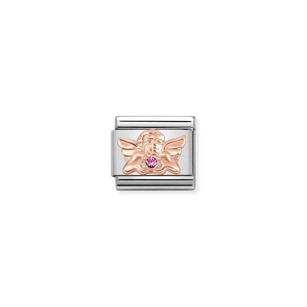 Nomination Rose Gold Composable Classic Symbols In Stainless Steel with CZ Angel of Friendship Charm Image
