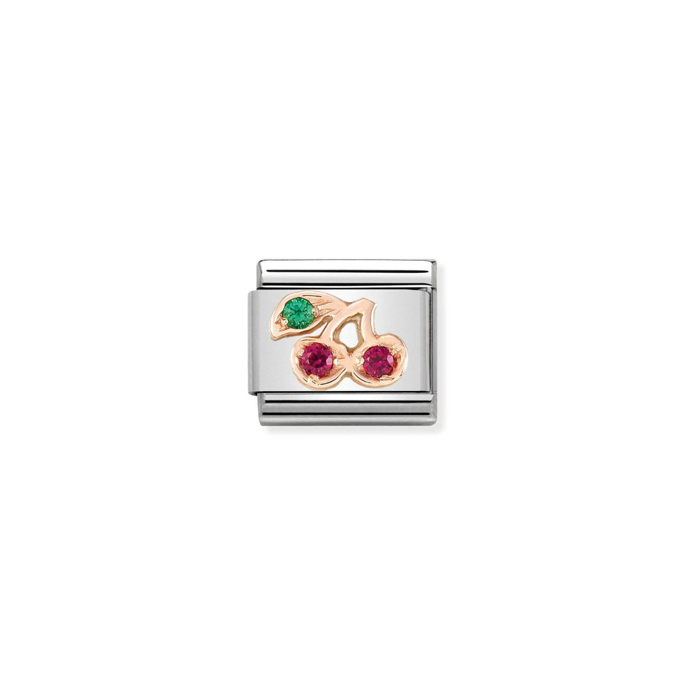 Nomination Rose Gold Composable Classic Symbols In Stainless Steel with CZ Cherries Charm Image