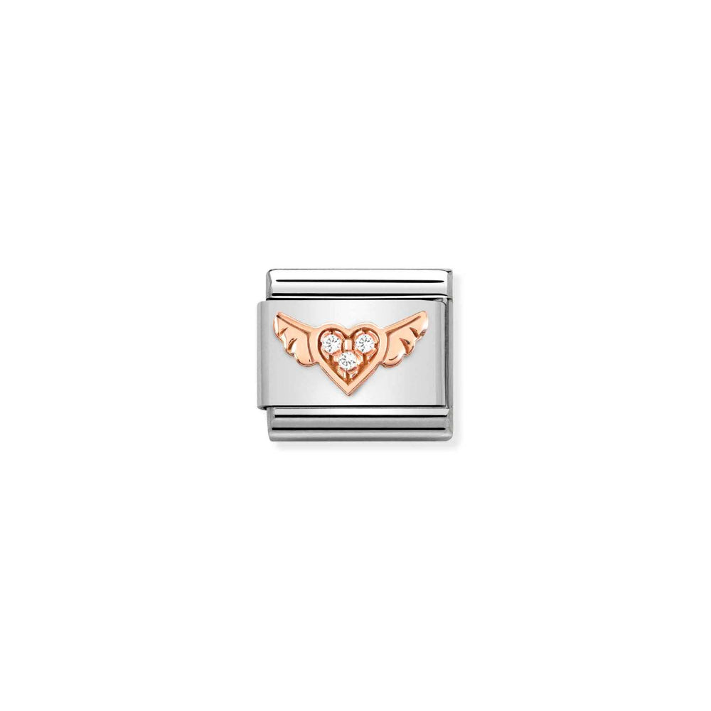 Nomination Rose Gold Composable Classic Symbols In Stainless Steel with CZ Winged Heart Charm Image