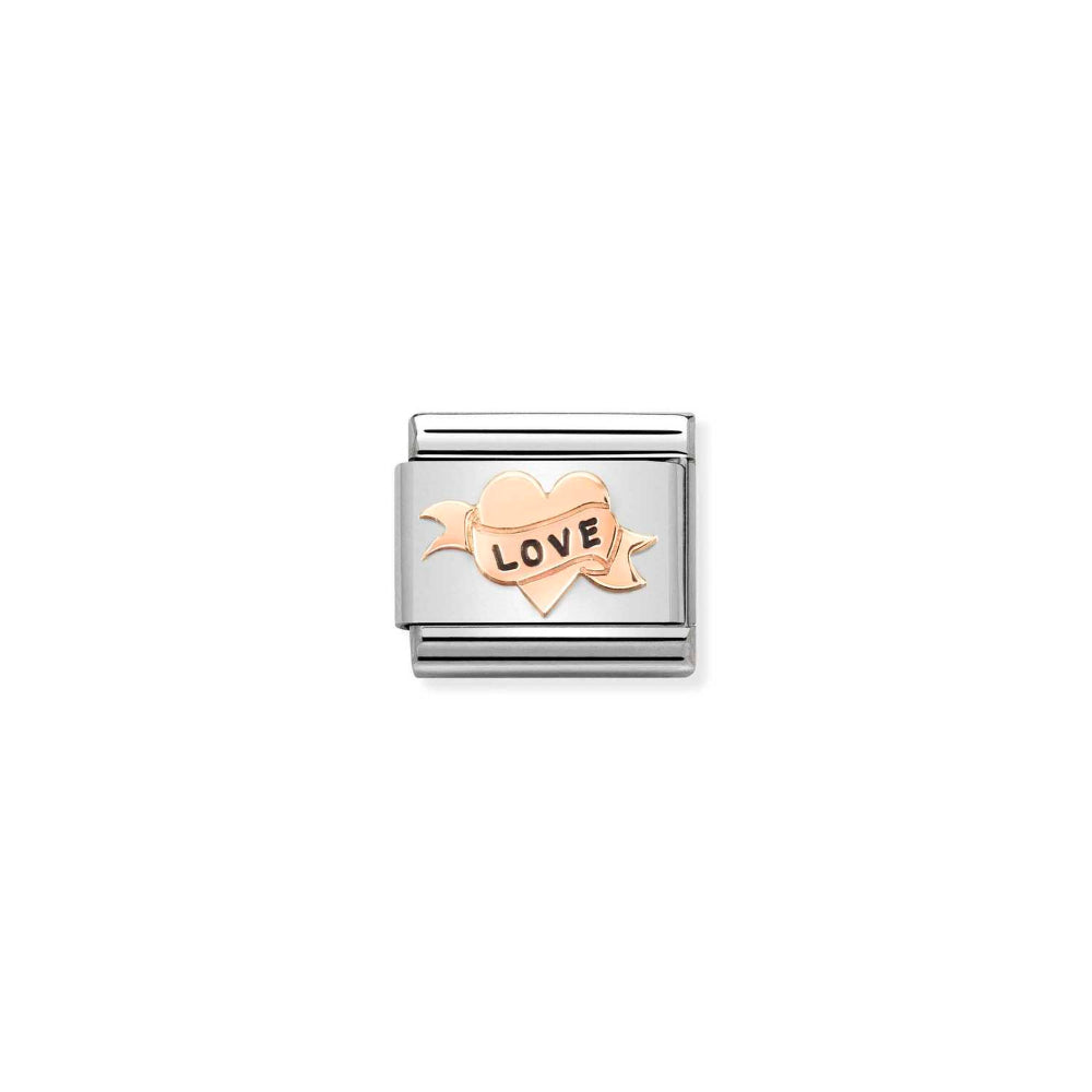 Nomination Rose Gold Composable Classic Symbols Steel, Enamel and Heart Love Charm Image