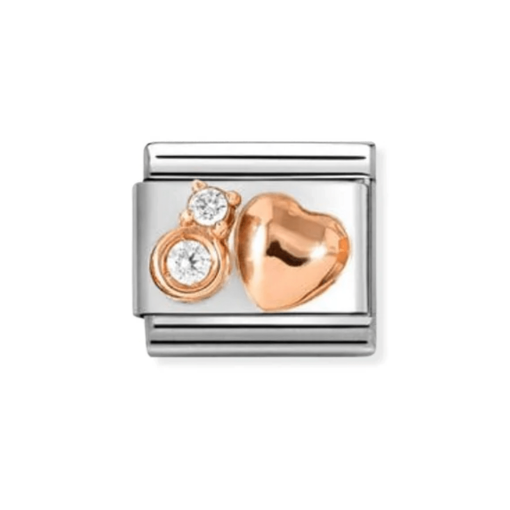 Nomination Rose Gold & CZ White Rounded Heart with 2 CZ Charm - MococoNomination430305/518033497553300Charms