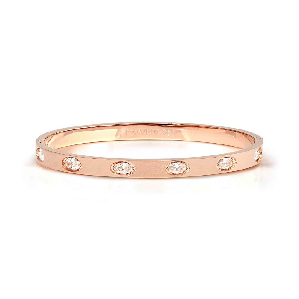 Nomination Rose Gold Pretty Ed Satinshine White 6 Oval CZ Bangle Bracelet - MococoNomination029526/0438033497577436Bracelets