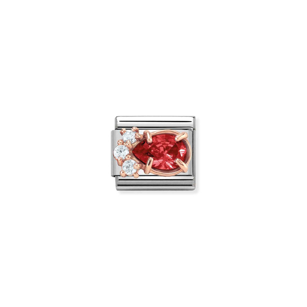 Nomination Rose Gold (R) and Red Composable Classic Zirconia Stainless Steel, CZ and Drop Charm Image