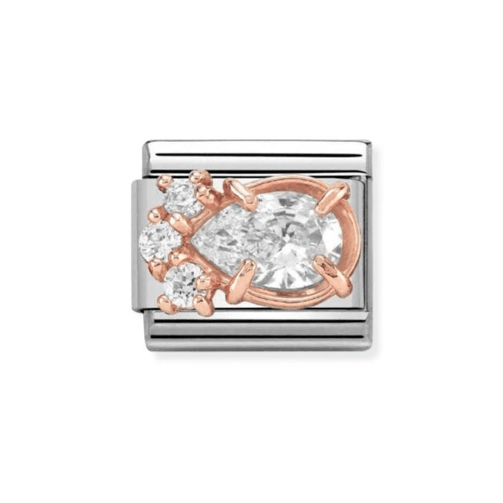 Nomination Rose Gold (R) and White Classic Zirconia Stainless , CZ and Drop Charm - MococoNomination430309/018033497389022Charms
