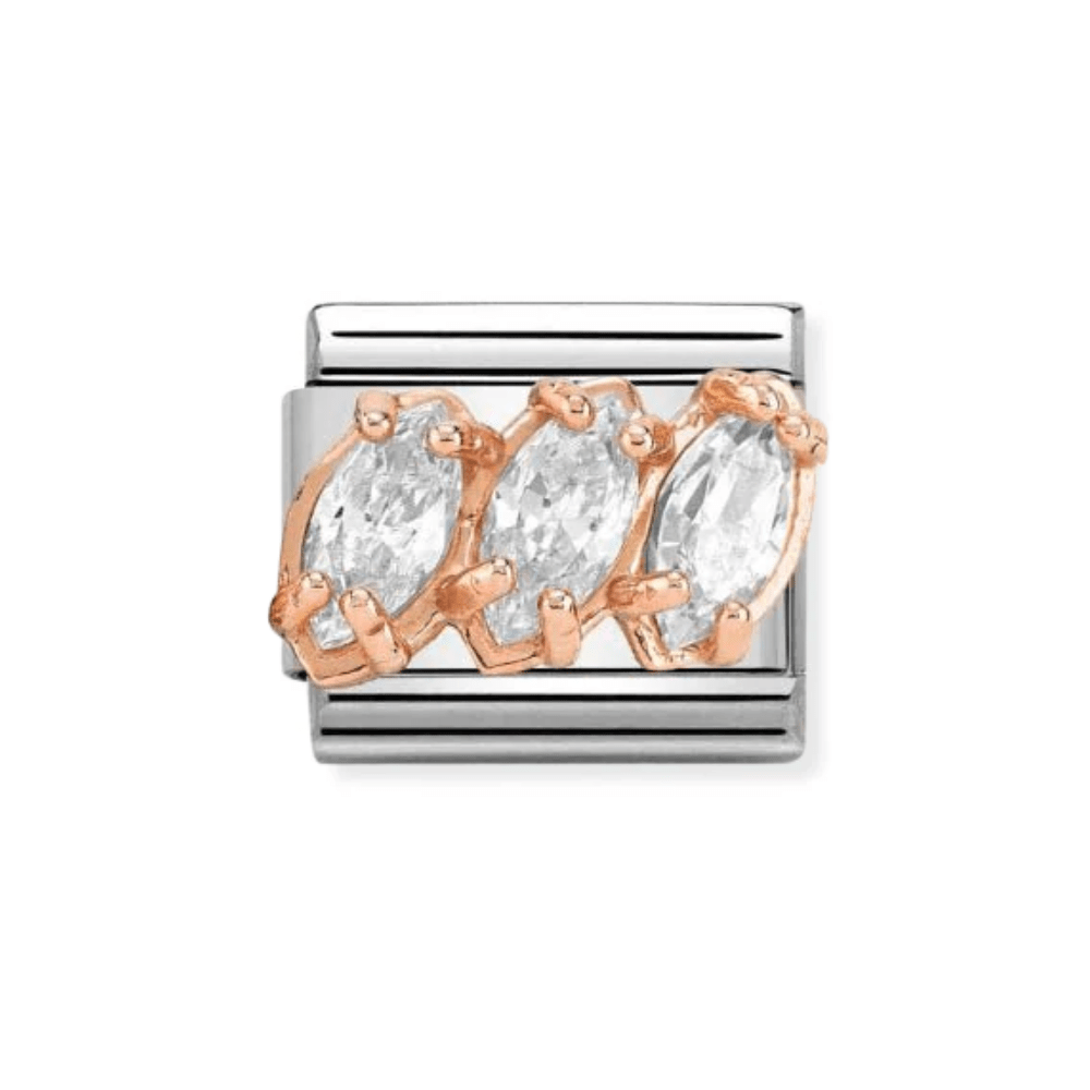 Nomination Rose Gold (R) and White Classic Zirconia Stainless , CZ and Trilogy Charm - MococoNomination430309/058033497389060Charms