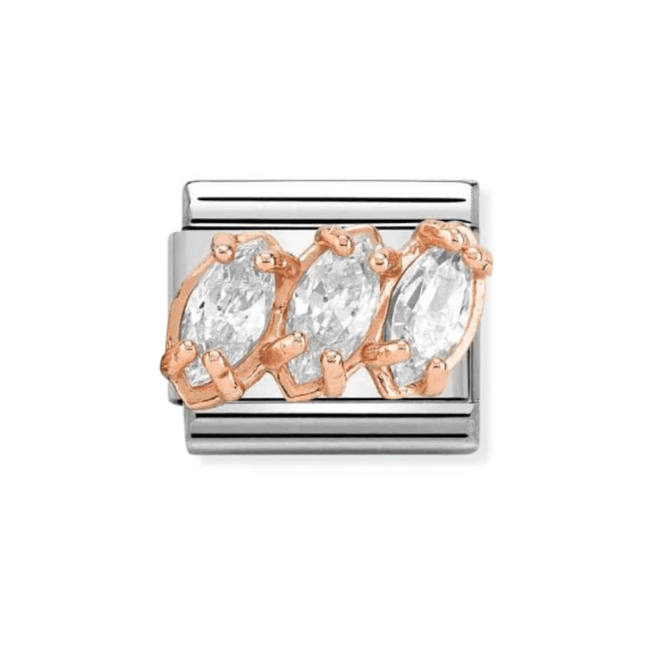 Nomination Rose Gold (R) and White Classic Zirconia Stainless , CZ and Trilogy Charm - MococoNomination430309/058033497389060Charms