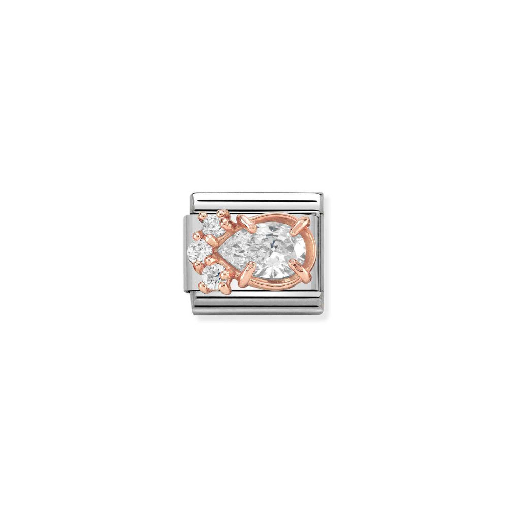 Nomination Rose Gold (R) and White Composable Classic Zirconia Stainless Steel, CZ and Drop Charm Image