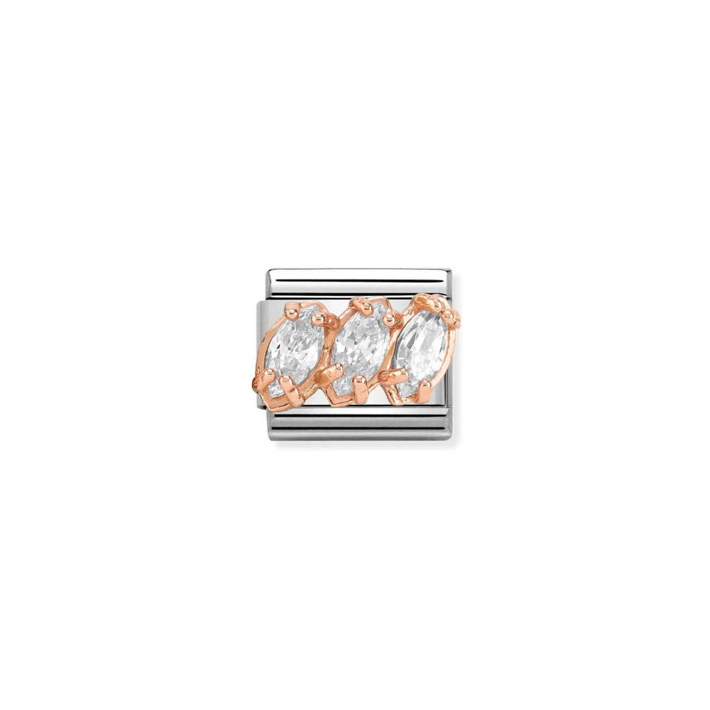 Nomination Rose Gold (R) and White Composable Classic Zirconia Stainless Steel, CZ and Trilogy Charm Image
