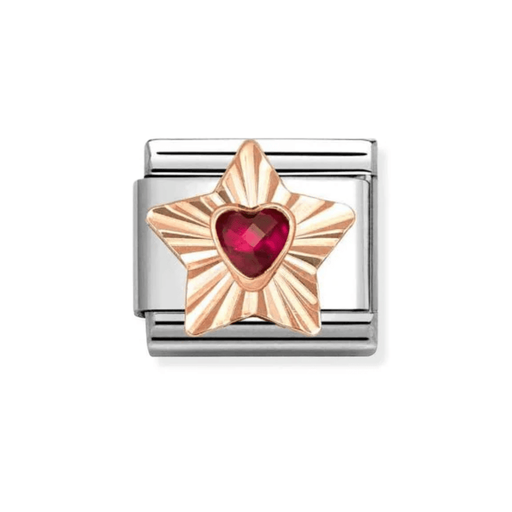 Nomination Rose Gold Star With Red CZ Heart Charm - MococoNomination430609/0058033497568656Charms