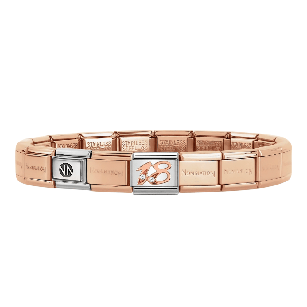 Nomination Rose Gold Starter Bracelet With 18 Charm - MococoNominationBracelets