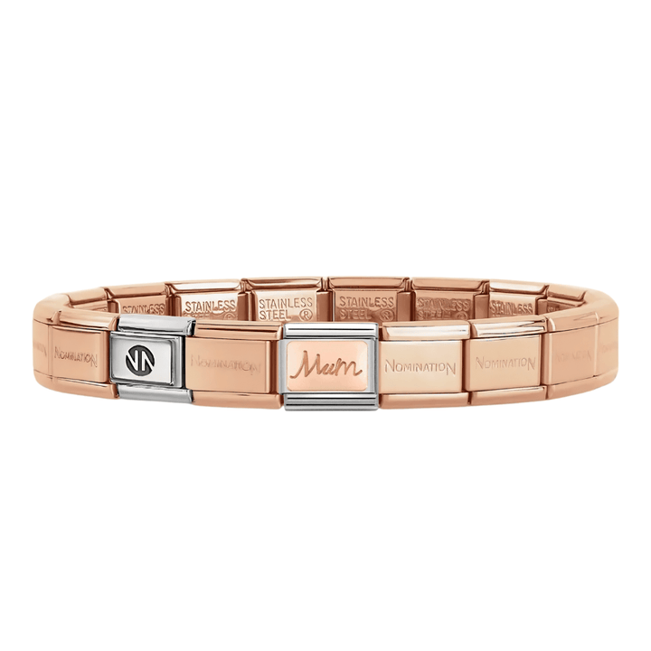 Nomination Rose Gold Starter Bracelet With Rose Gold Mum Charm - MococoNominationBracelets