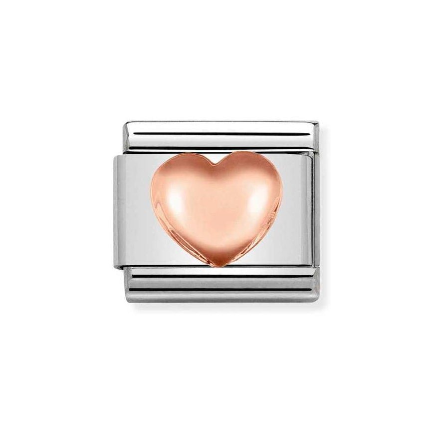 Nomination Rose Gold Starter Bracelet With Rose Gold Raised Heart - MococoNominationBracelets