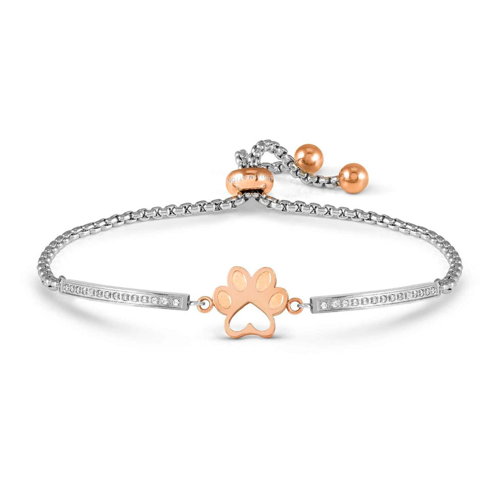 Nomination Rose Milleluci Ed. Refined In Steel and Cubic Zirconia Dog Footprint Bracelet Image