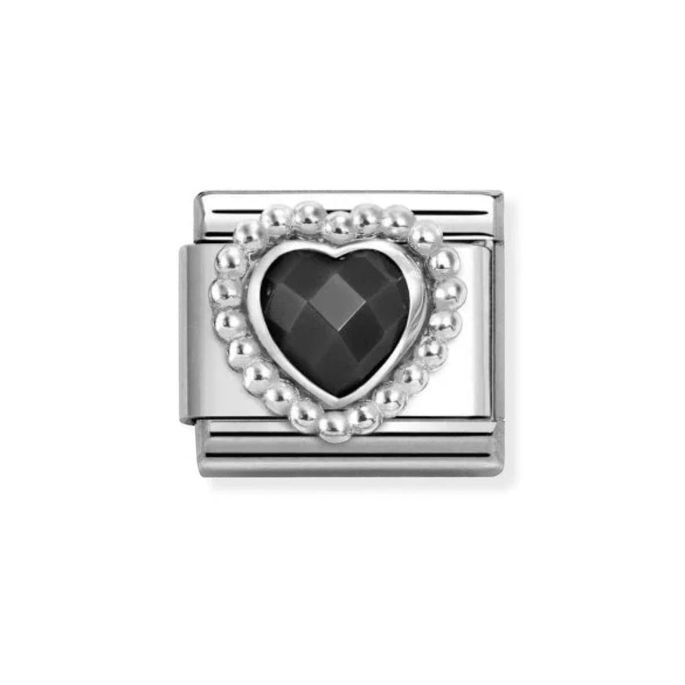 Nomination Silver and Black Classic Love CZ Faceted, with Rich Setting Heart Dots Charm - MococoNomination330606/0118033497550170Charms